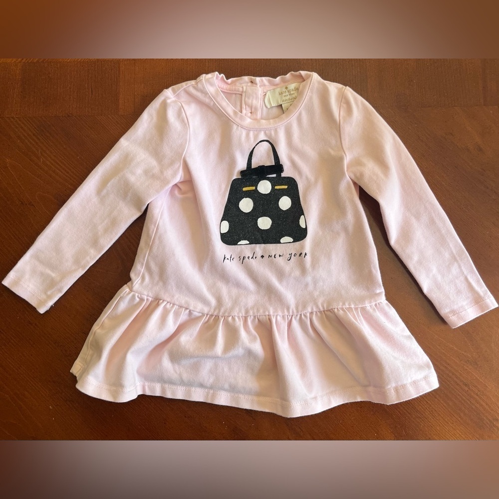 Kate Spade Toddler Girls Top Purse Ruffle Long Sleeve Pink 24 Months